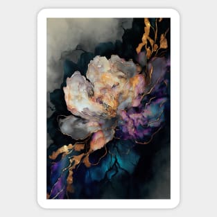 Golden Peony - Abstract Alcohol Ink Resin Art Sticker